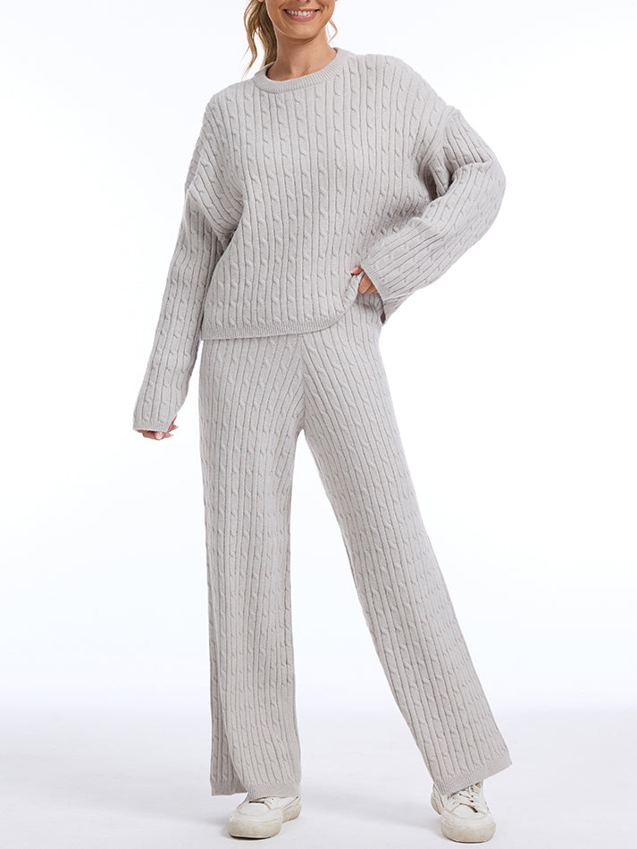 Zera™ | Lounge-Set aus Strickpullover mit Zopfmuster