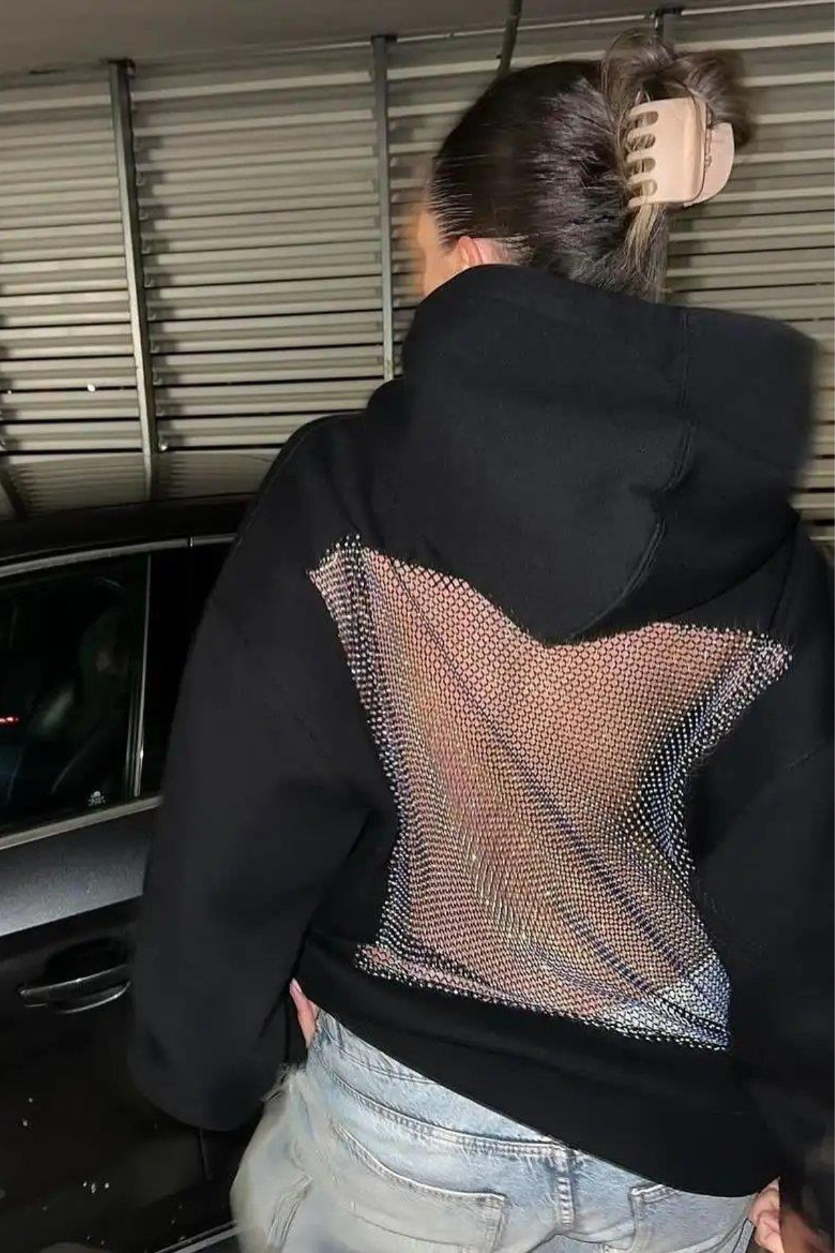 Alina™ | Hoodie aus Kristall-Mesh