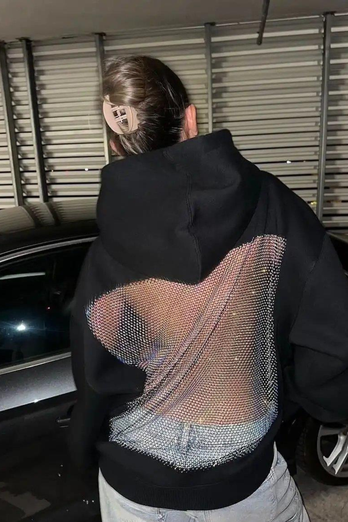 Alina™ | Hoodie aus Kristall-Mesh