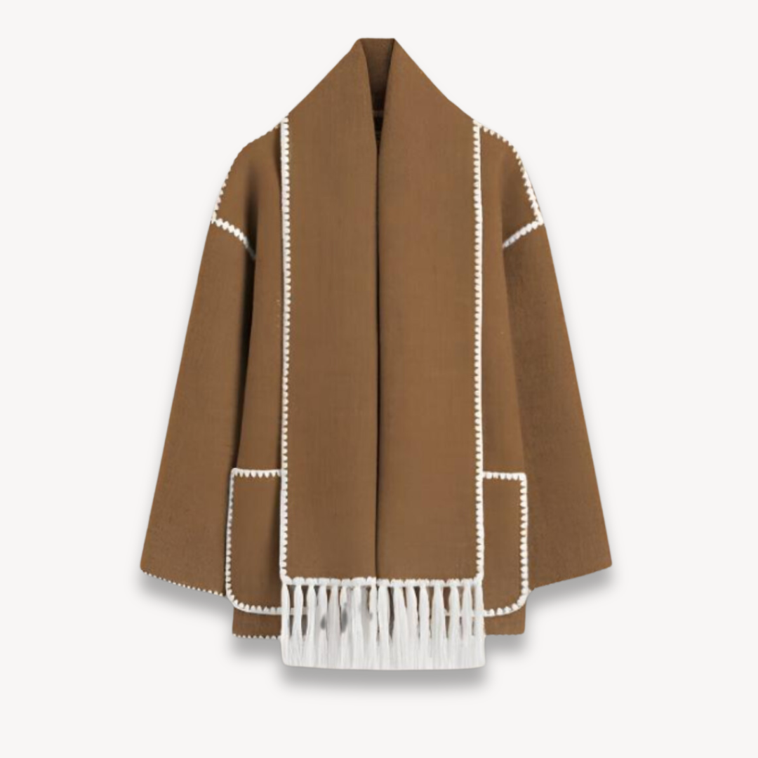 Elegante Damenjacke aus Wolle mit Schal für stilvolle Winterausflüge