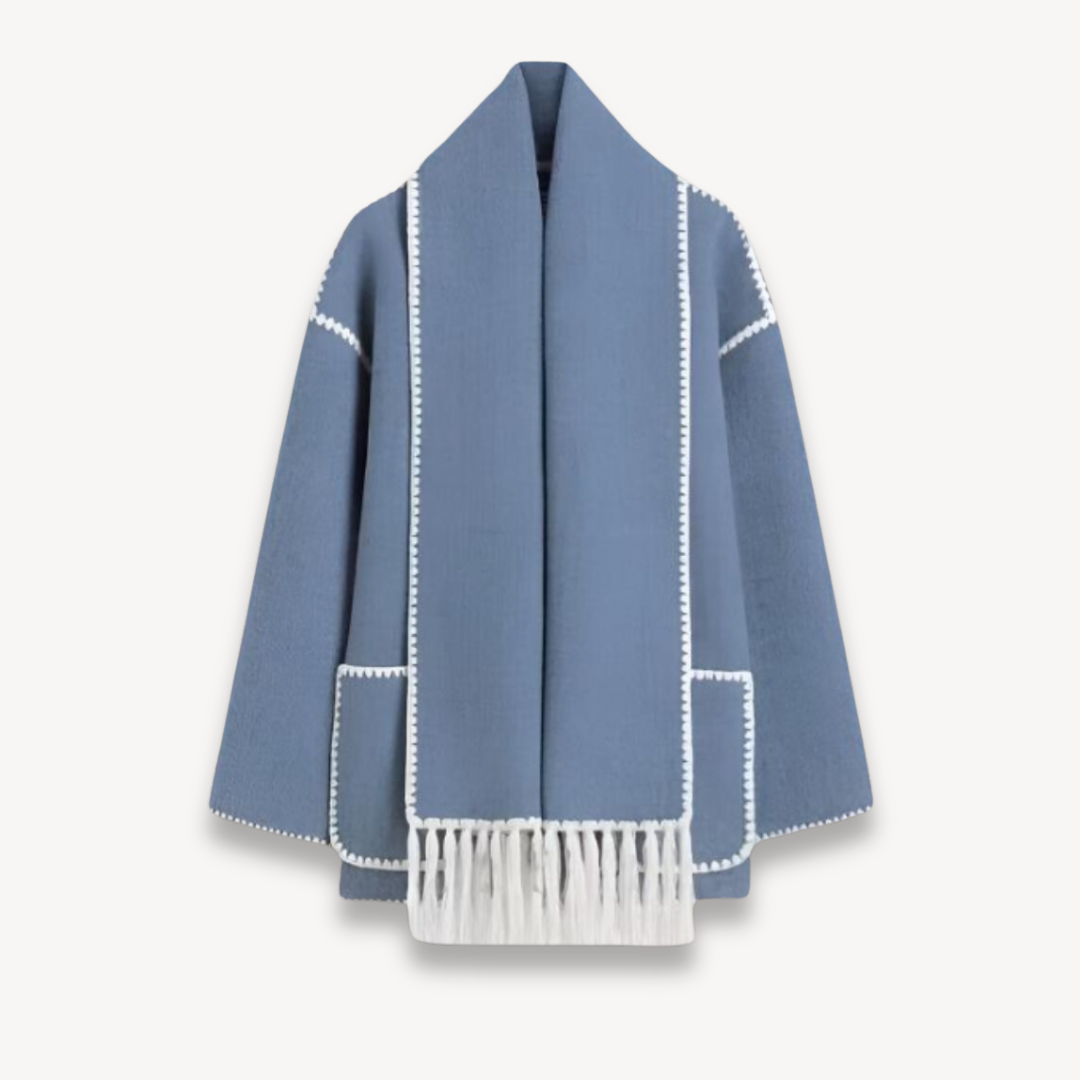 Elegante Damenjacke aus Wolle mit Schal für stilvolle Winterausflüge