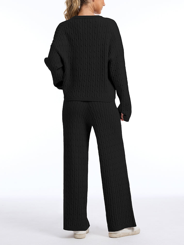 Zera™ | Lounge-Set aus Strickpullover mit Zopfmuster