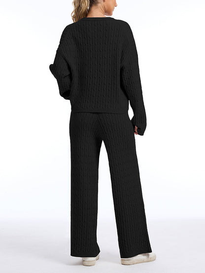 Zera™ | Lounge-Set aus Strickpullover mit Zopfmuster