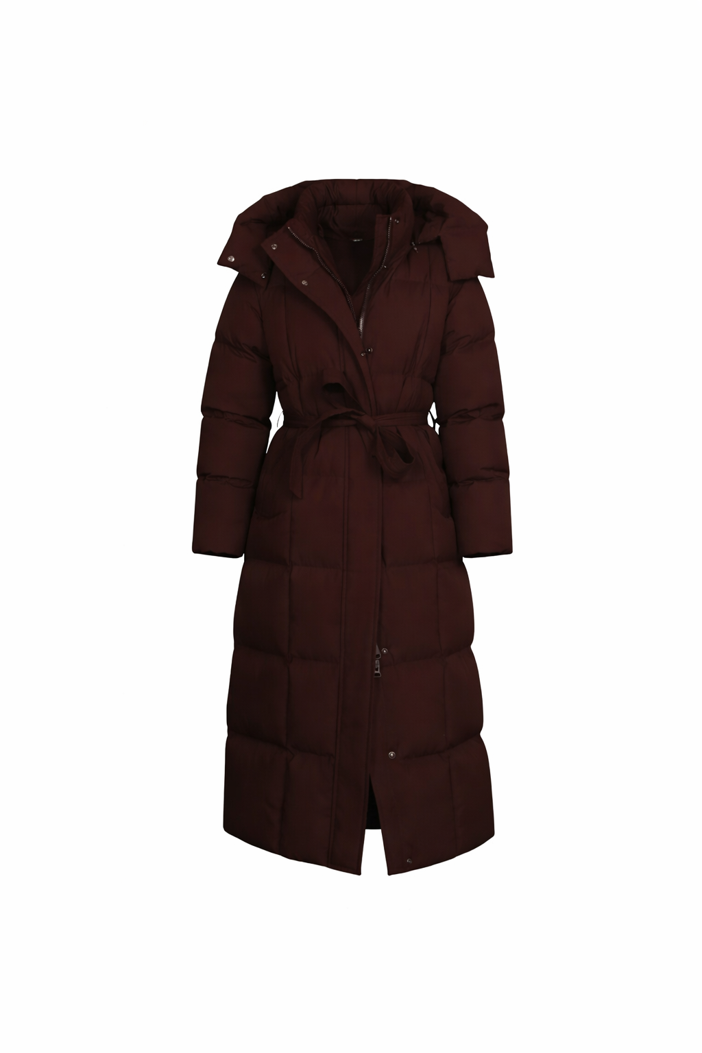 Lange Daunenjacke für Damen mit verstellbarer Taille und wasserabweisender Außenhülle