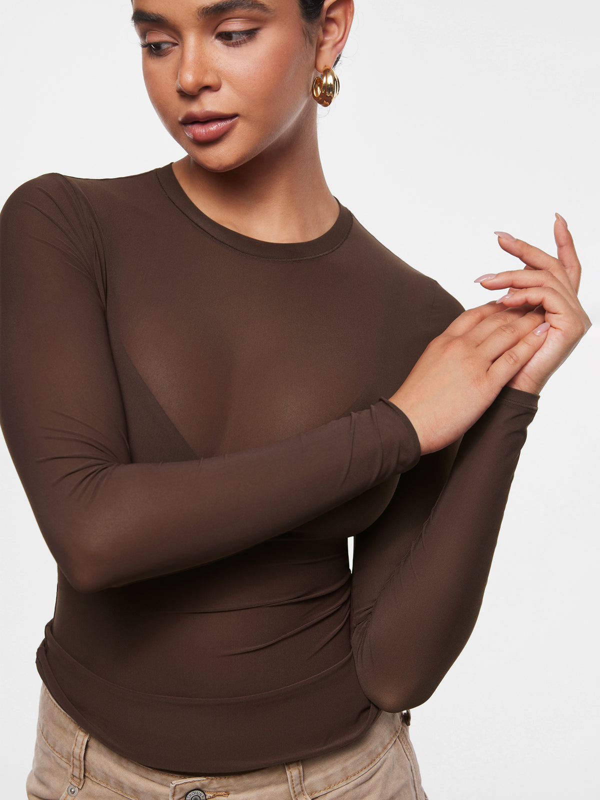 Candy™ | Transparentes Langarm-Oberteil aus Mesh