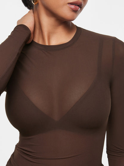 Candy™ | Transparentes Langarm-Oberteil aus Mesh