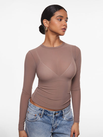 Candy™ | Transparentes Langarm-Oberteil aus Mesh