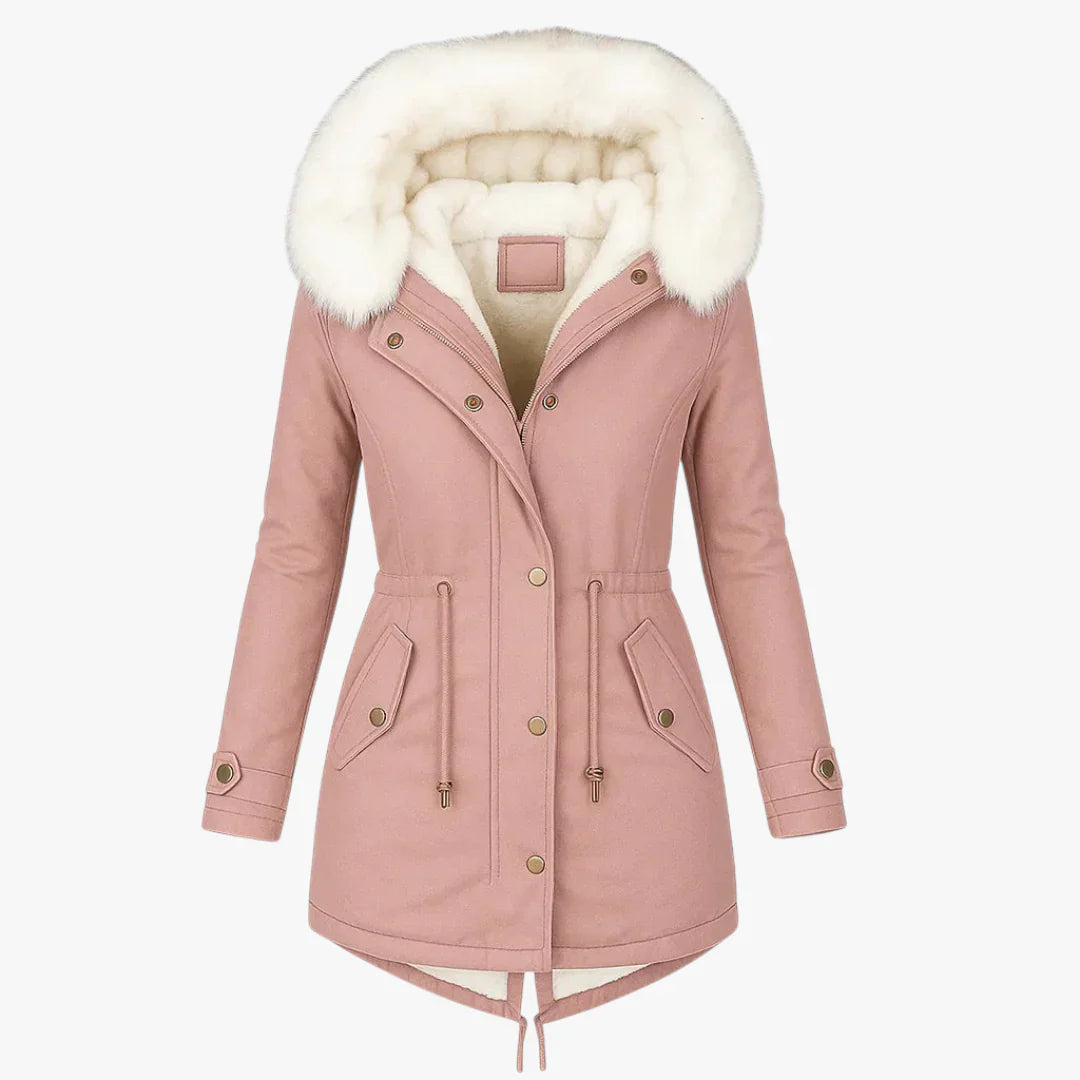 Damen-Parka-Jacke mit Kapuze, verstellbarer Taille und Wärmeisolierung