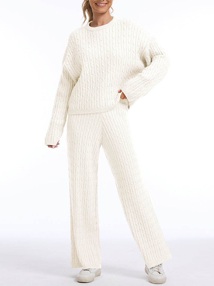 Zera™ | Lounge-Set aus Strickpullover mit Zopfmuster