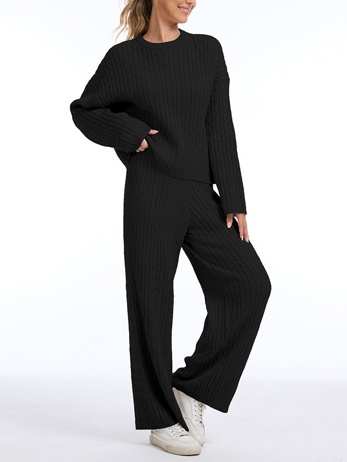 Zera™ | Lounge-Set aus Strickpullover mit Zopfmuster