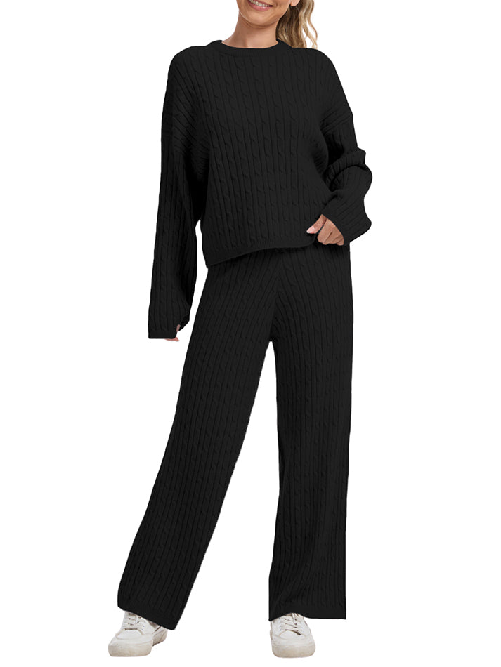 Zera™ | Lounge-Set aus Strickpullover mit Zopfmuster