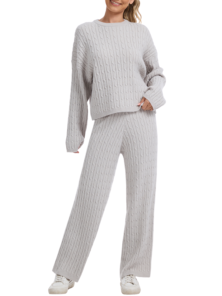 Zera™ | Lounge-Set aus Strickpullover mit Zopfmuster